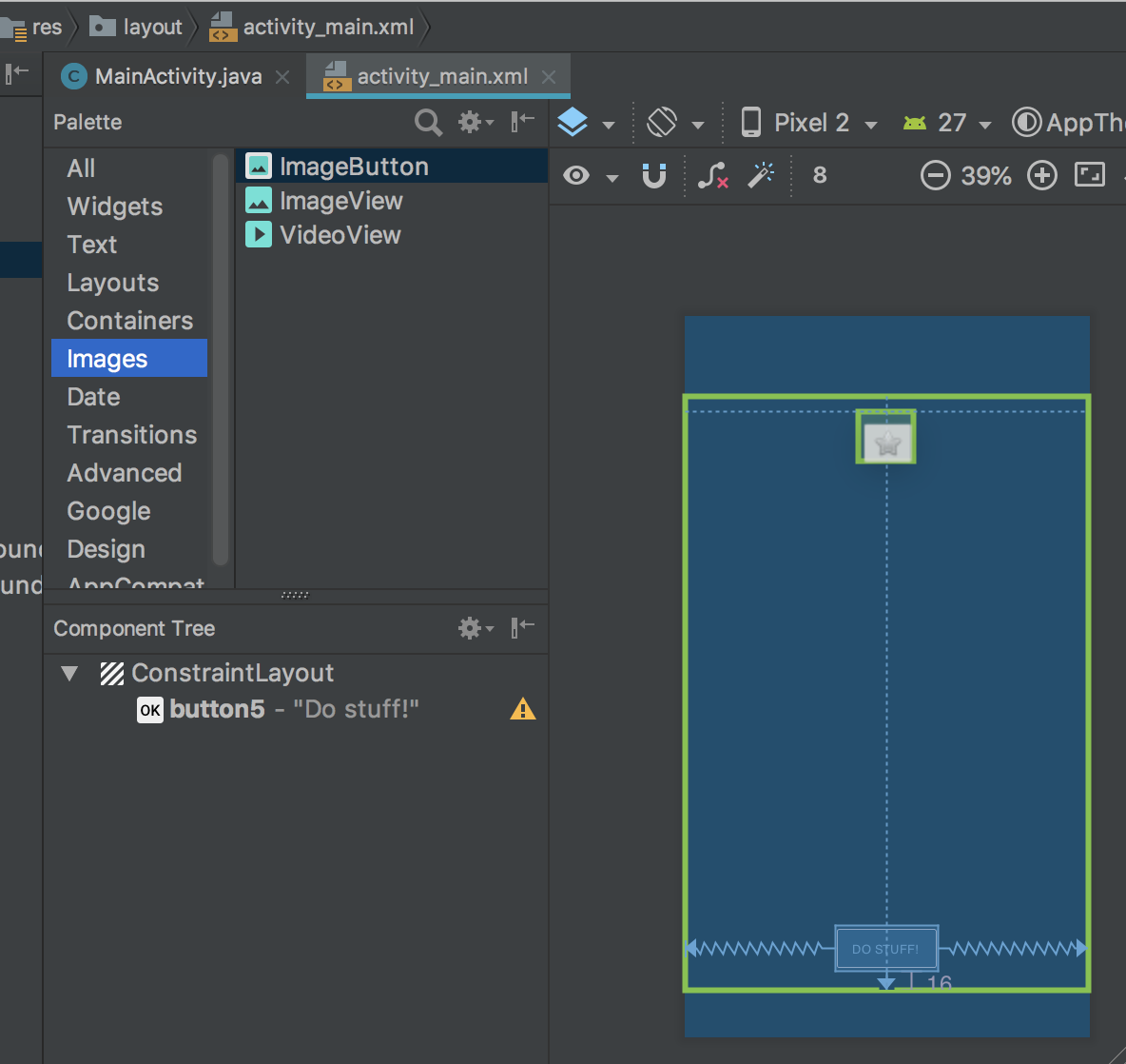 Adding an ImageView element to the layout